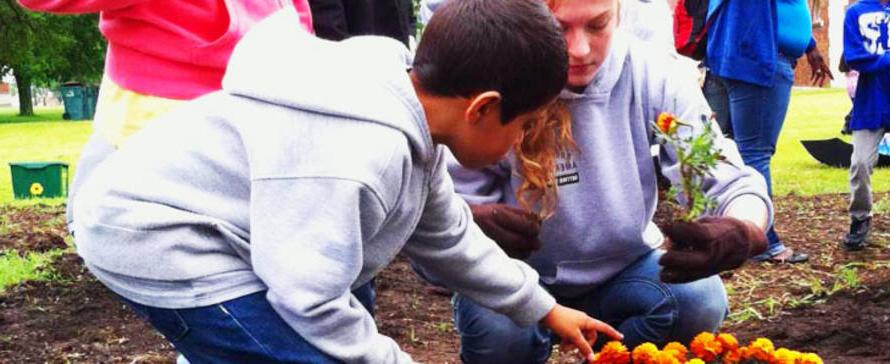 Children gardening